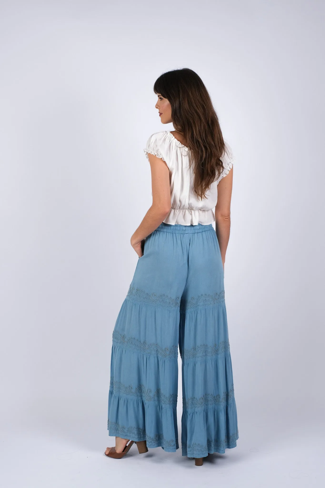 225224XXL Embroidered Artisan Blue Pants XXL