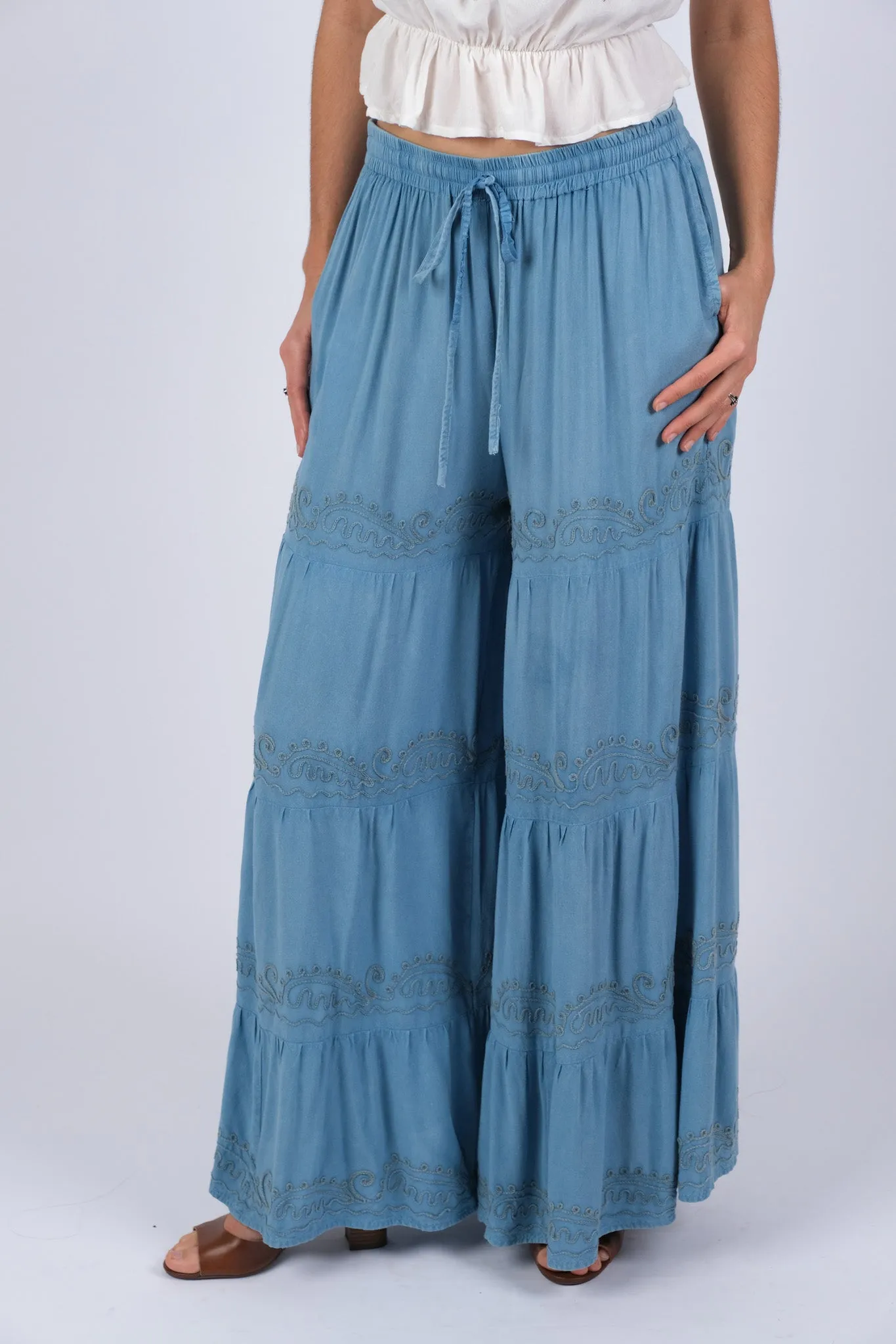 225224XXL Embroidered Artisan Blue Pants XXL