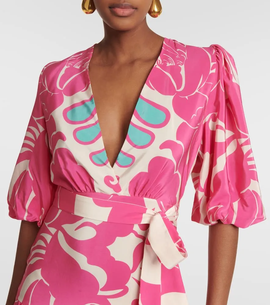 Adriana Degreas Puff-sleeve silk maxi dress