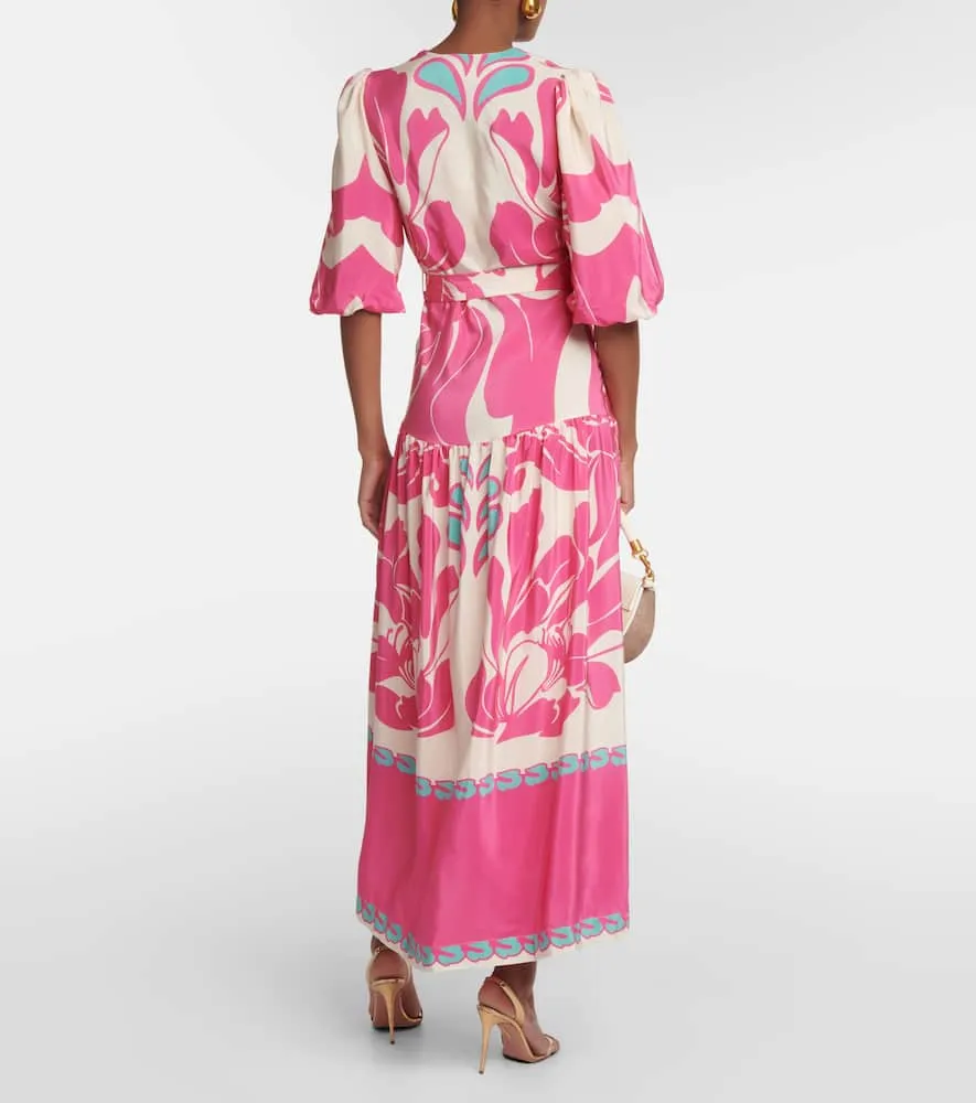 Adriana Degreas Puff-sleeve silk maxi dress