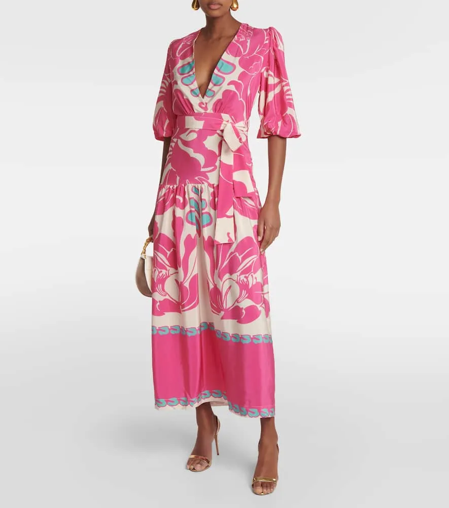Adriana Degreas Puff-sleeve silk maxi dress