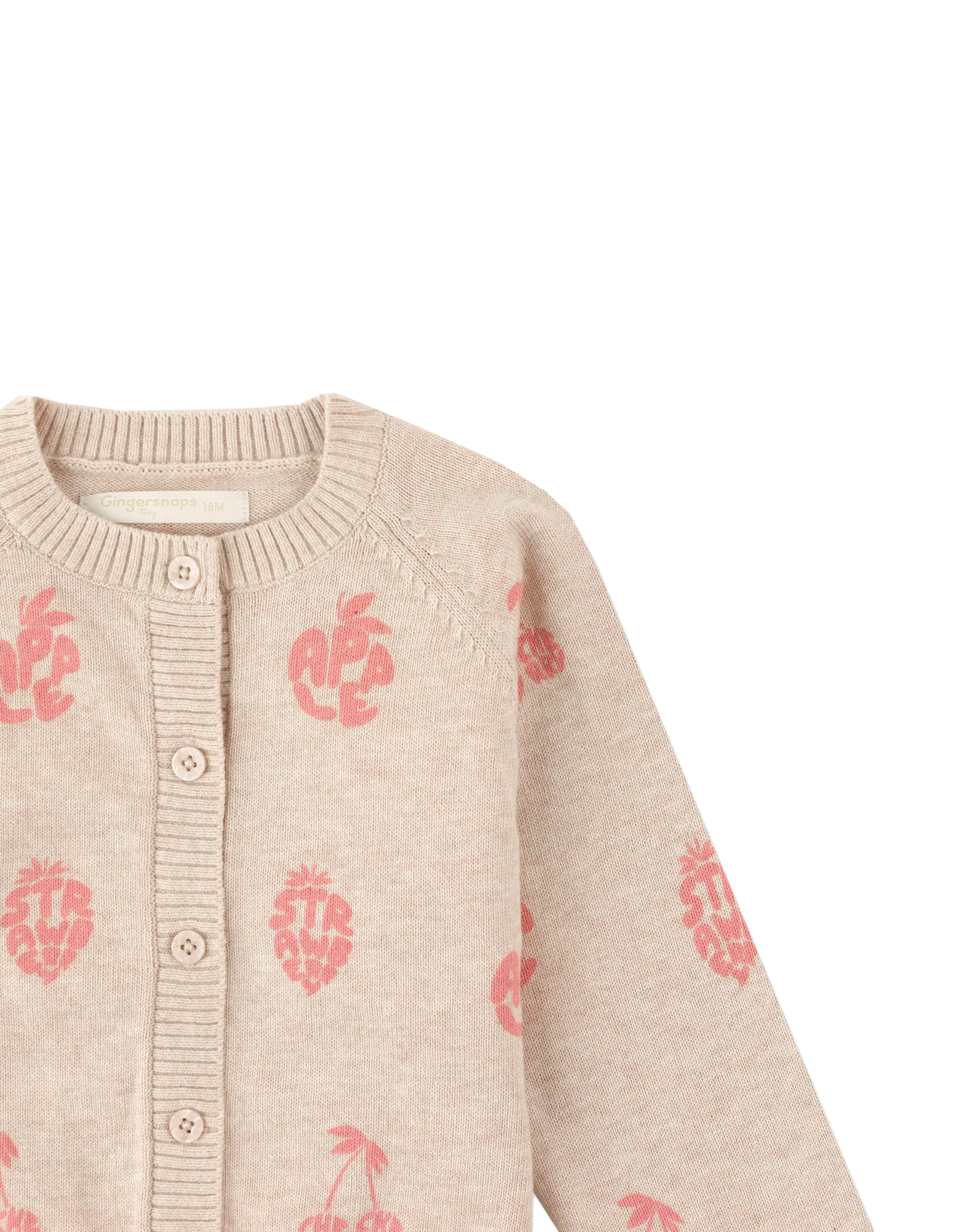 BABY GIRLS FRUIT JACQUARD RAGLAN CARDIGAN