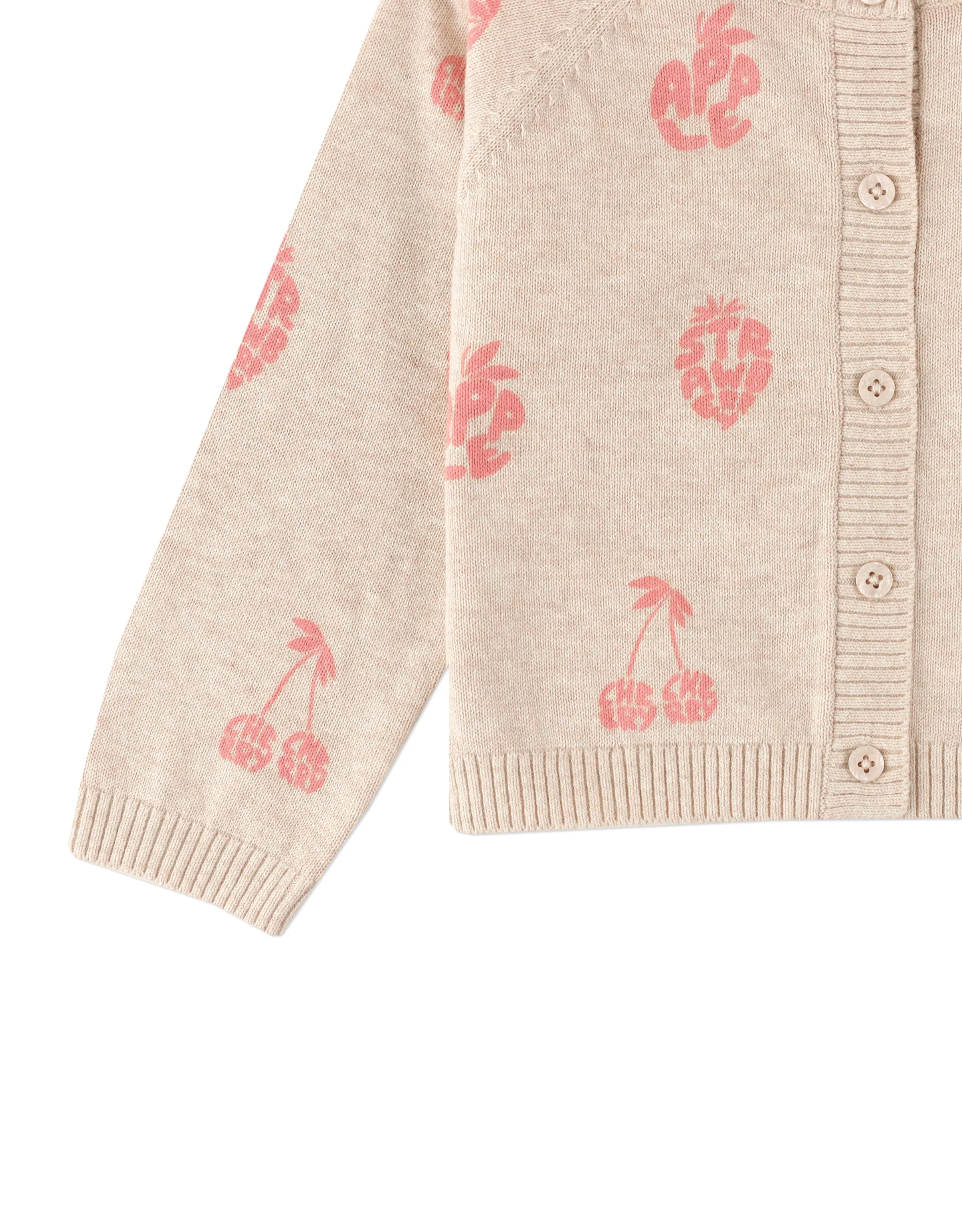 BABY GIRLS FRUIT JACQUARD RAGLAN CARDIGAN