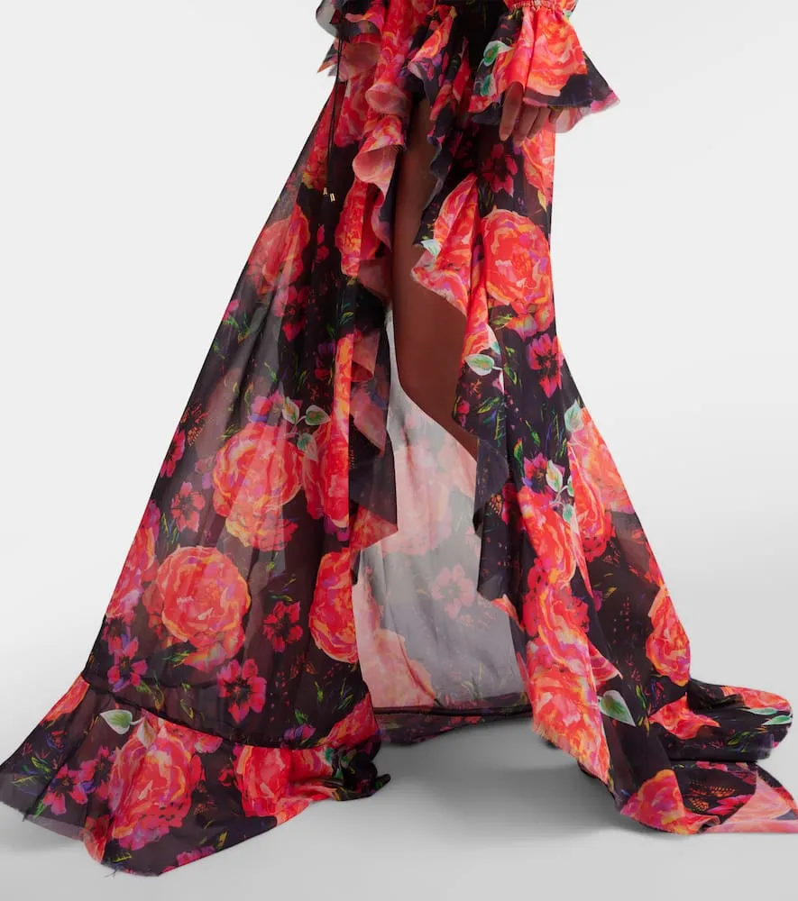 Bananhot Bellen ruffled floral maxi dress