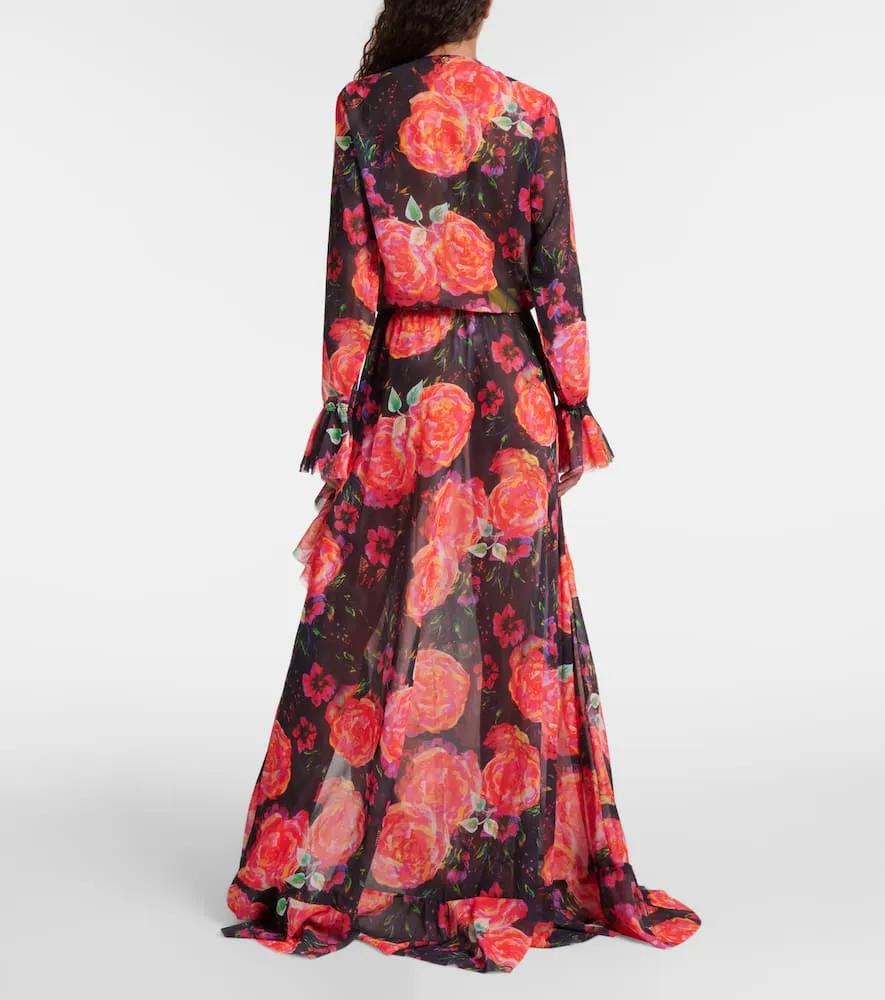 Bananhot Bellen ruffled floral maxi dress
