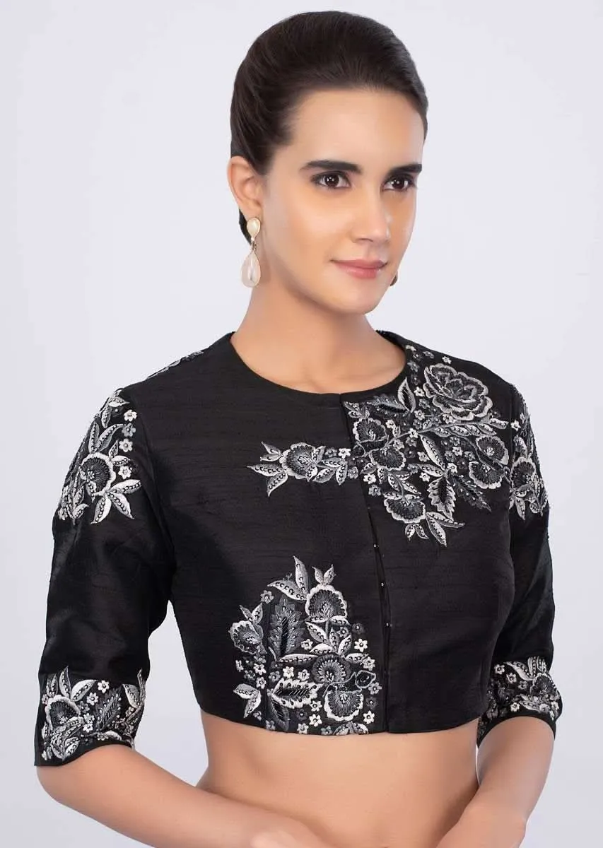 Black and white striped linen saree only on kalki