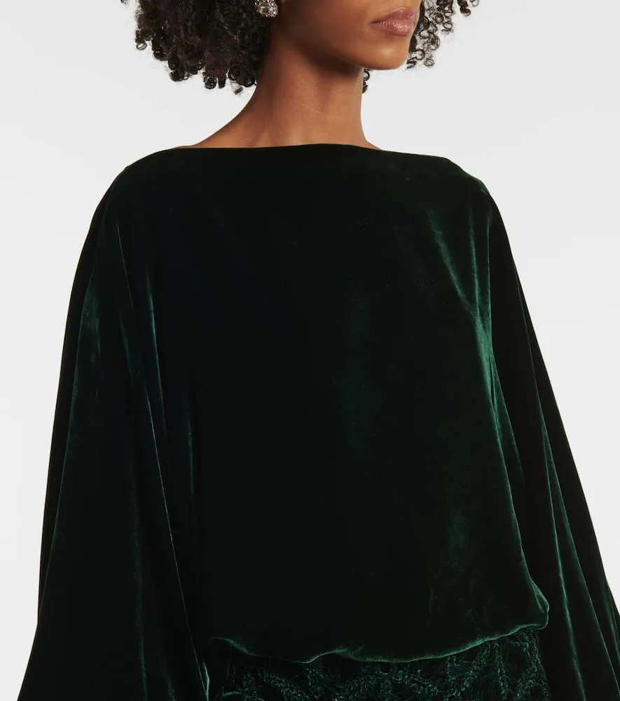 Costarellos Genevieve smocked velvet gown