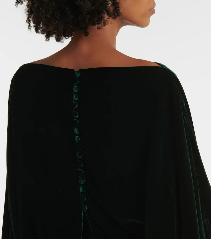 Costarellos Genevieve smocked velvet gown