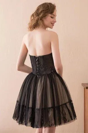 Elegant A line Graduation Dresses Strapless Tulle Homecoming Dress