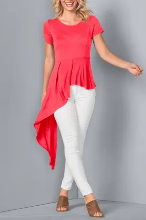 Flutter Hi-Low Scoop Neck Knit Tee