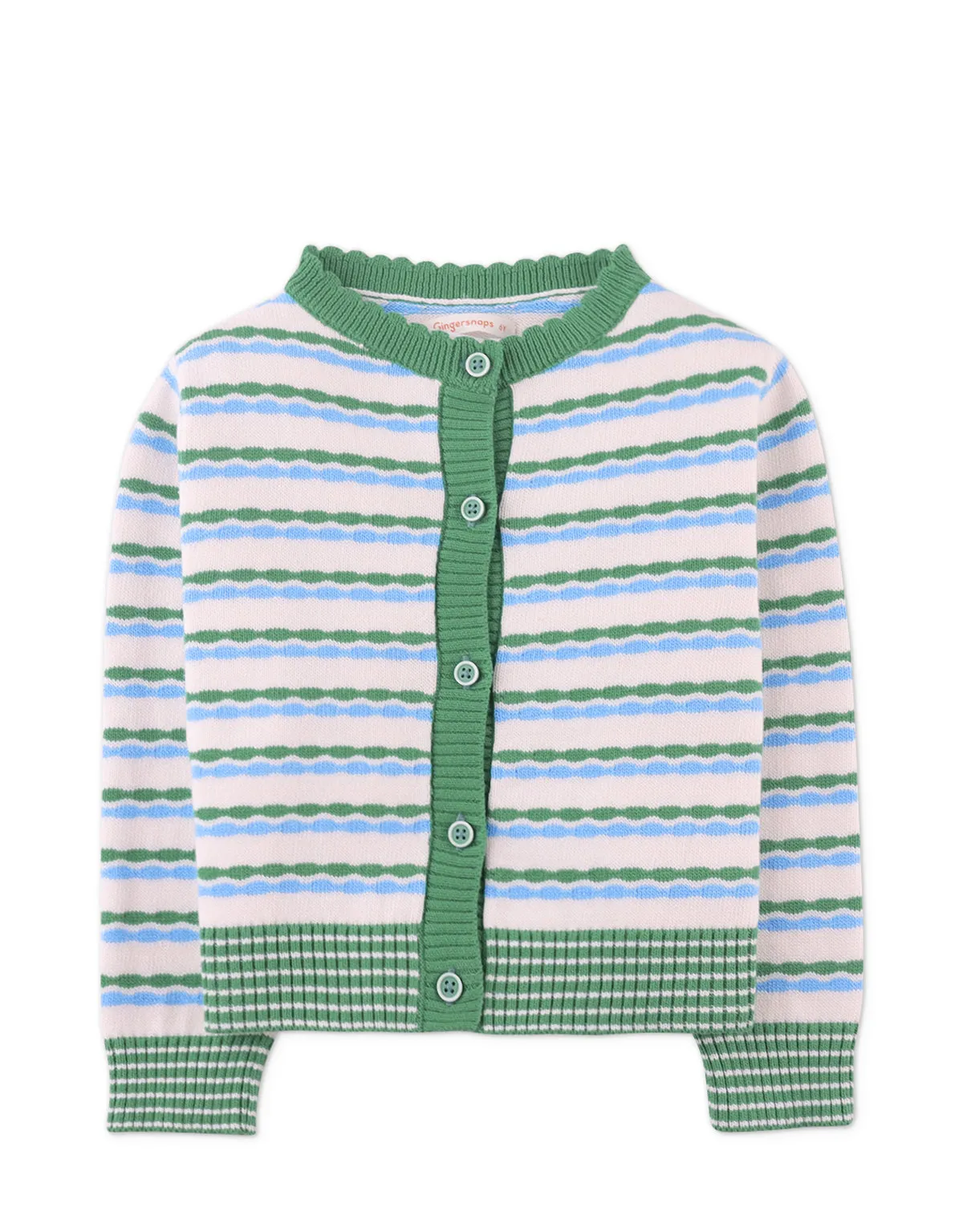 GIRLS SIERRA BUTTON-DOWN CARDIGAN WITH WAVEY STRIPES