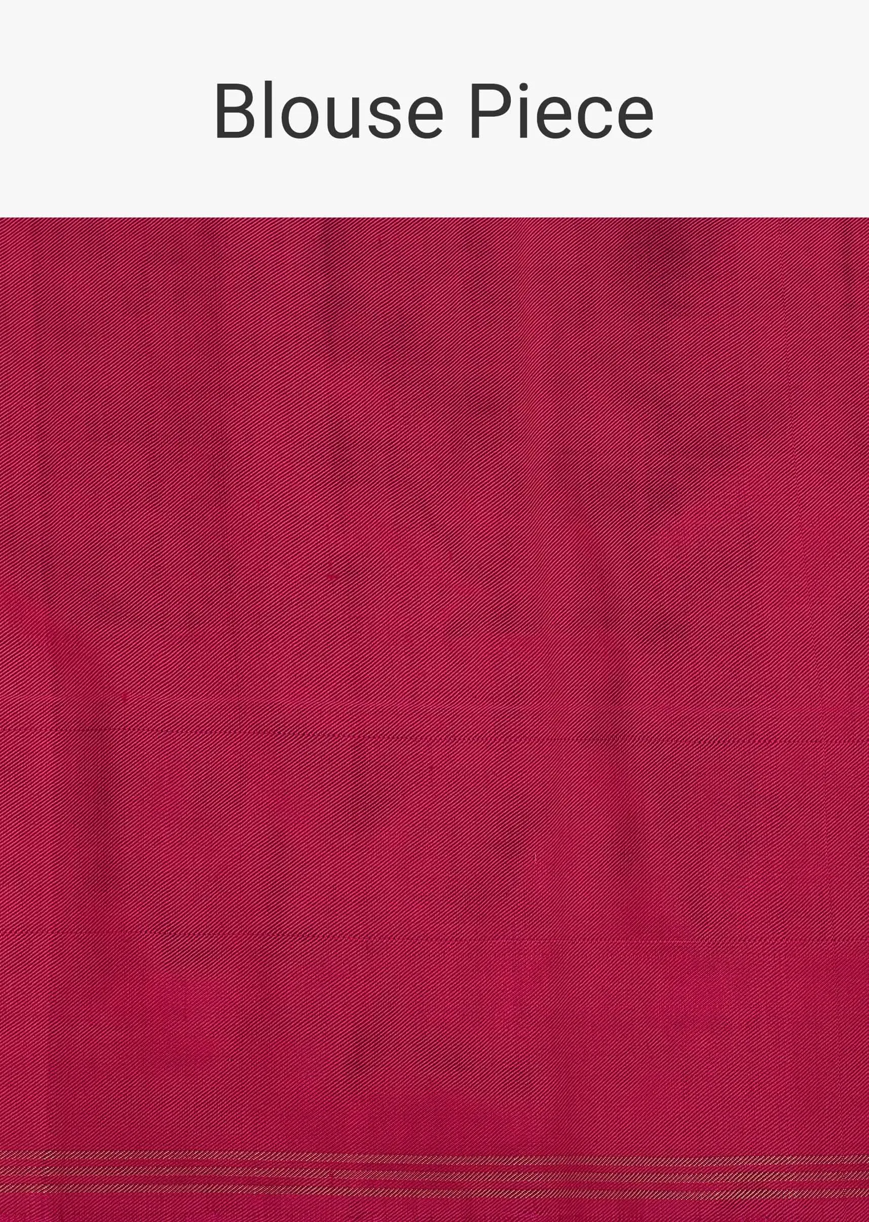 Hot Pink Handloom Double Ikat Patola Woven Saree In Linen With An Unstitched Blouse