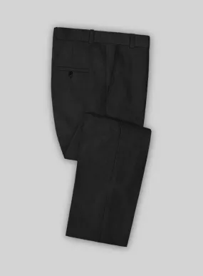 Italian Prato Black Dobby Linen Pants