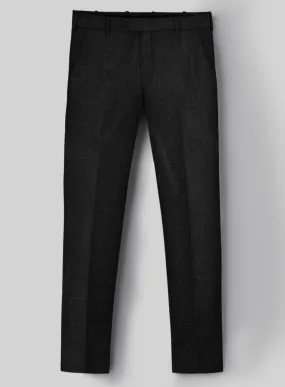 London Loom Black Twill Wool Silk Linen Pants