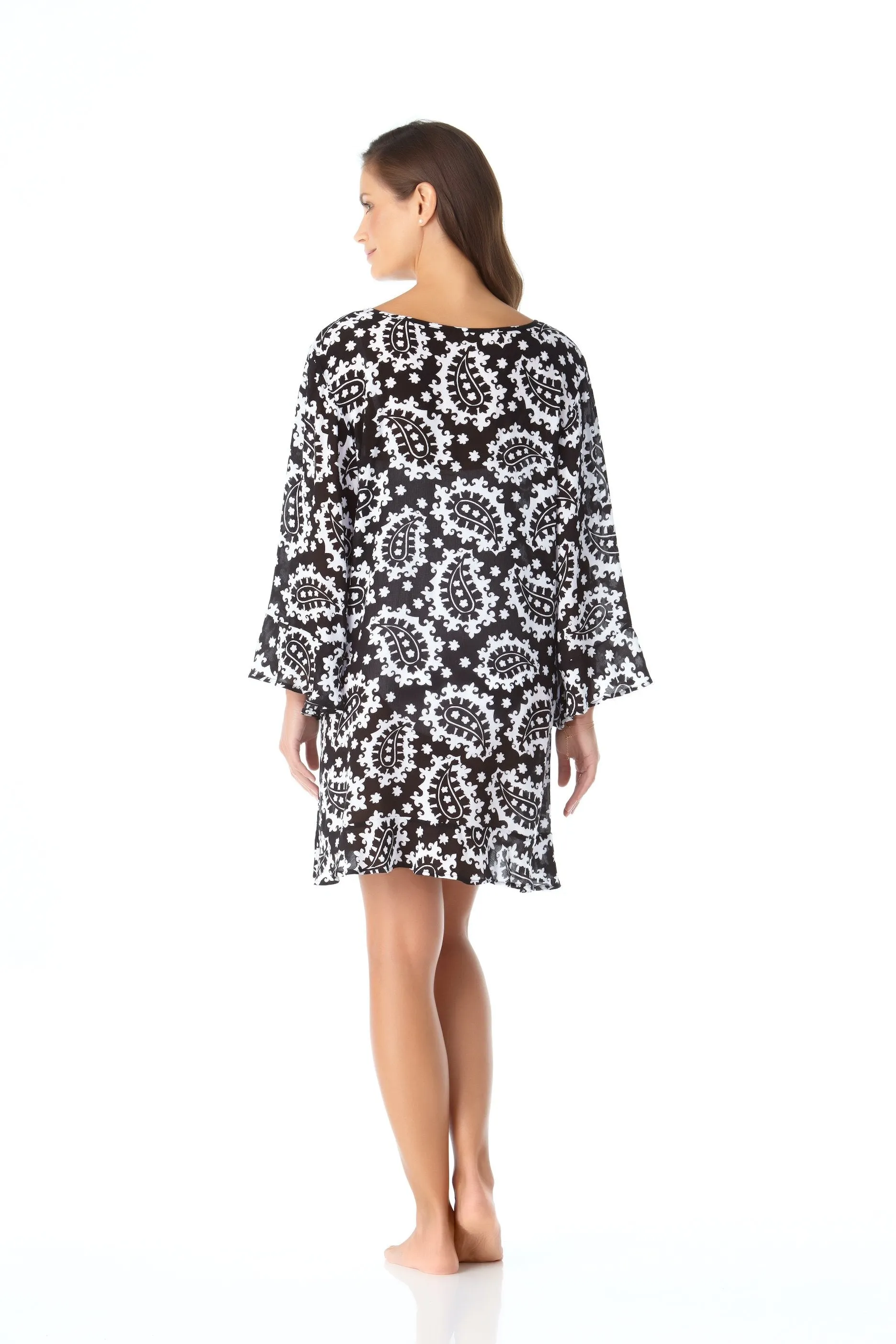 Pre-Order Anne Cole® Riveria Paisley Flounce Sleeve Tunic Swimsuit Cover-Up