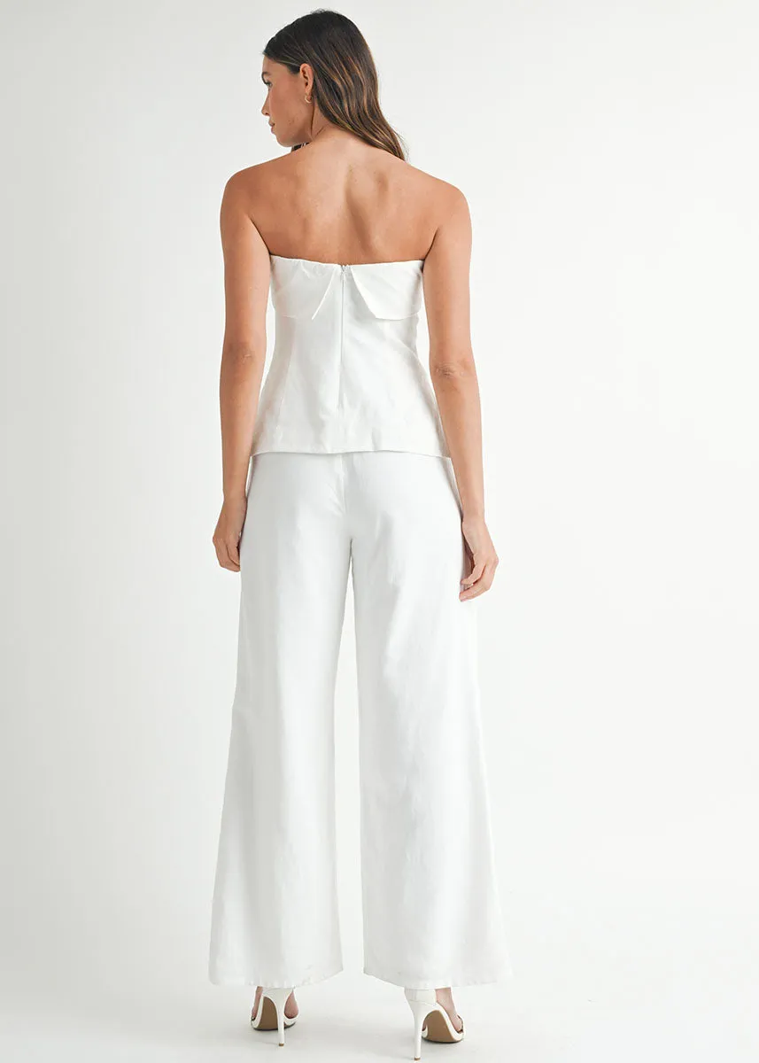 Rowan Linen Crop Tube & Pant Set - Off-White