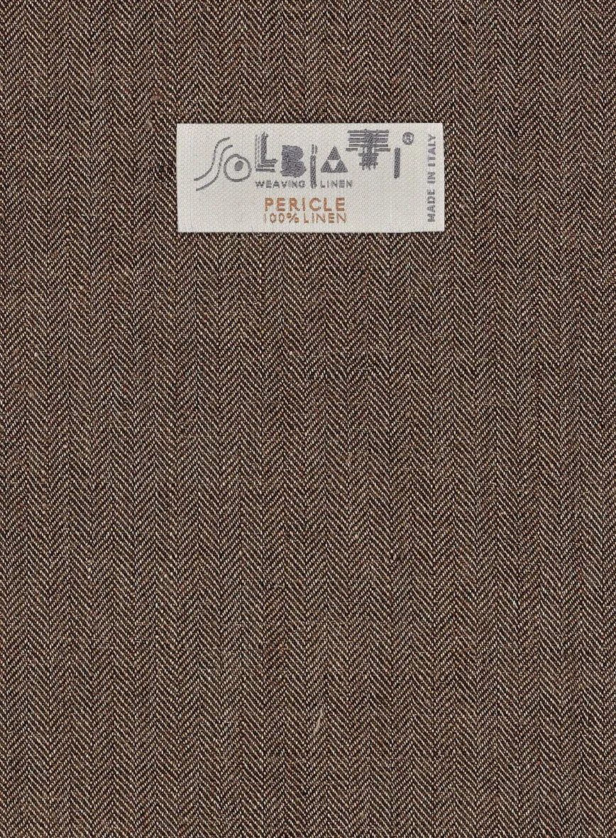 Solbiati Dark Brown Herringbone Linen Pants