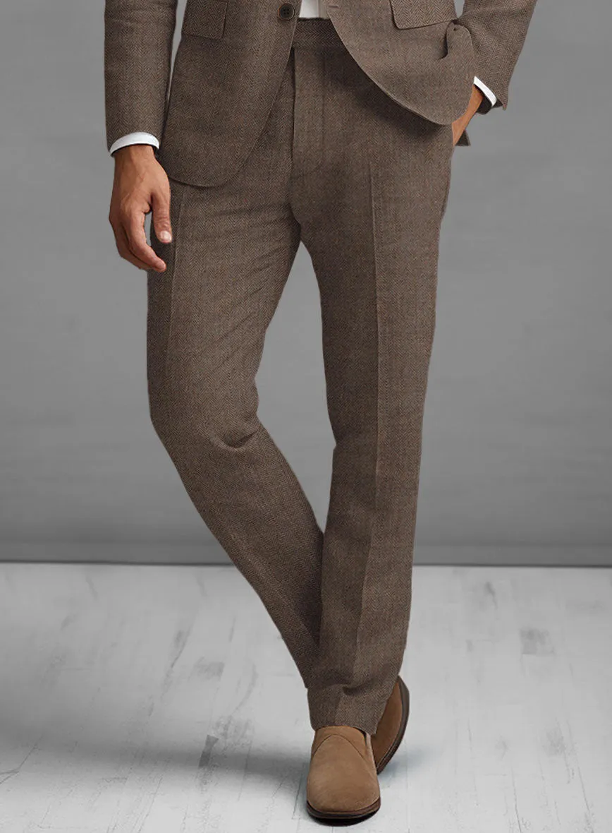 Solbiati Dark Brown Herringbone Linen Pants
