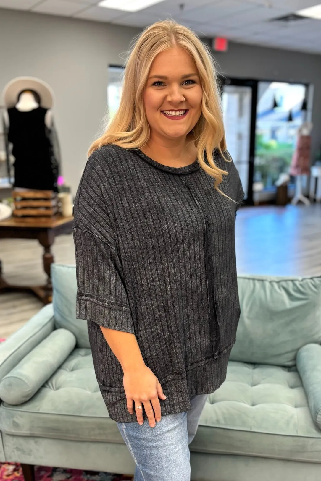 STELLA  Half Sleeve Drop Neck Top