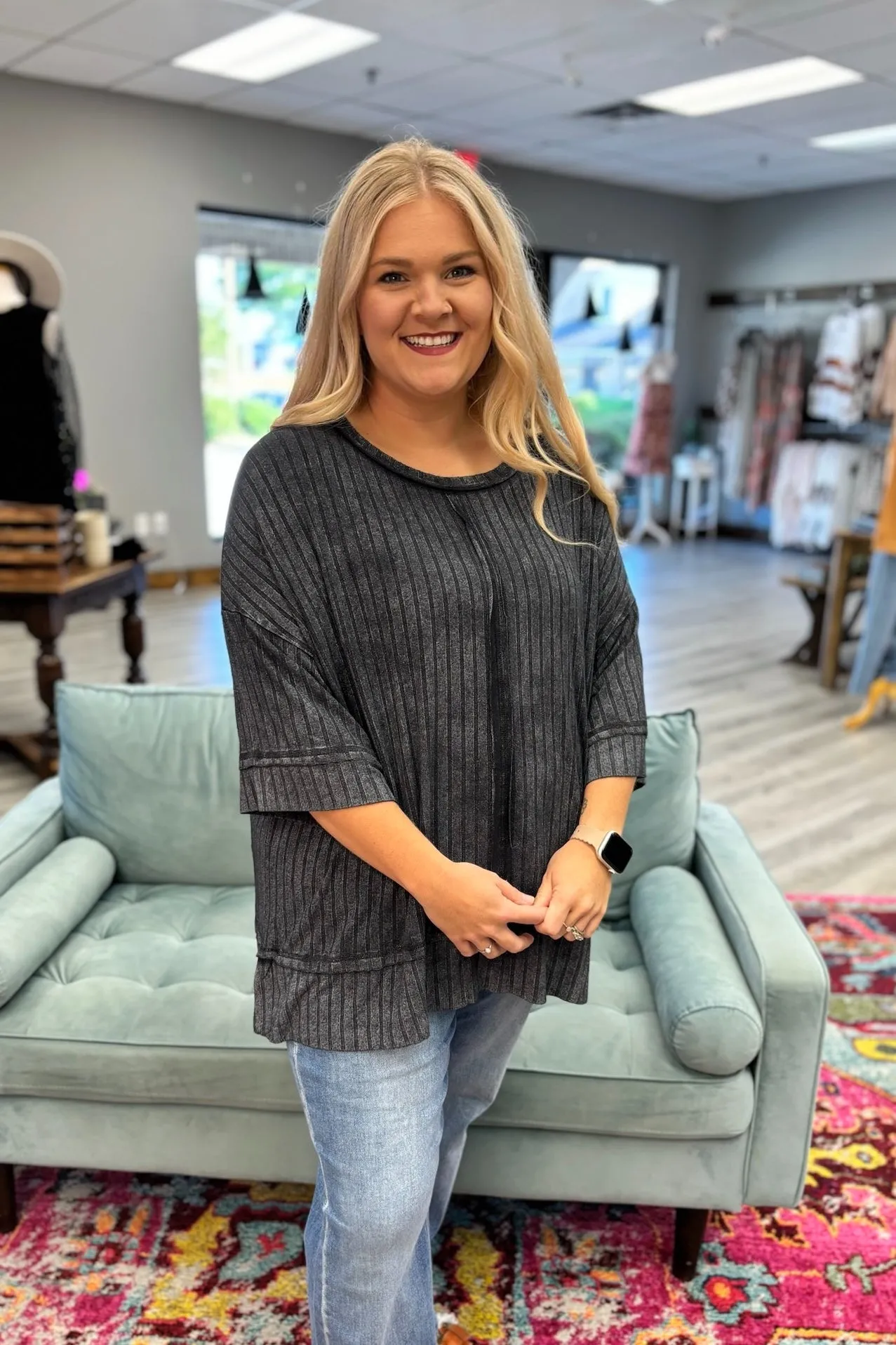 STELLA  Half Sleeve Drop Neck Top