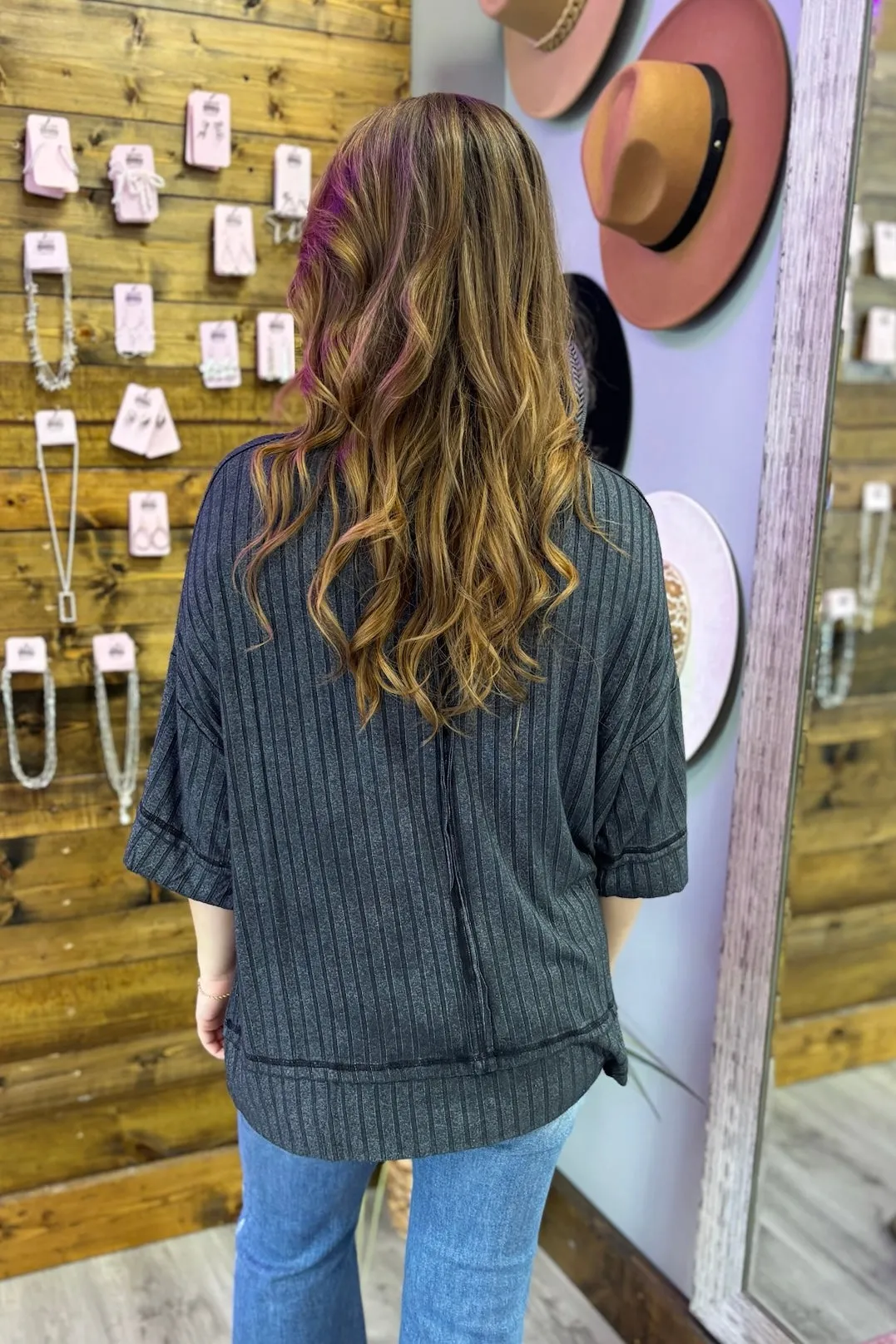 STELLA  Half Sleeve Drop Neck Top