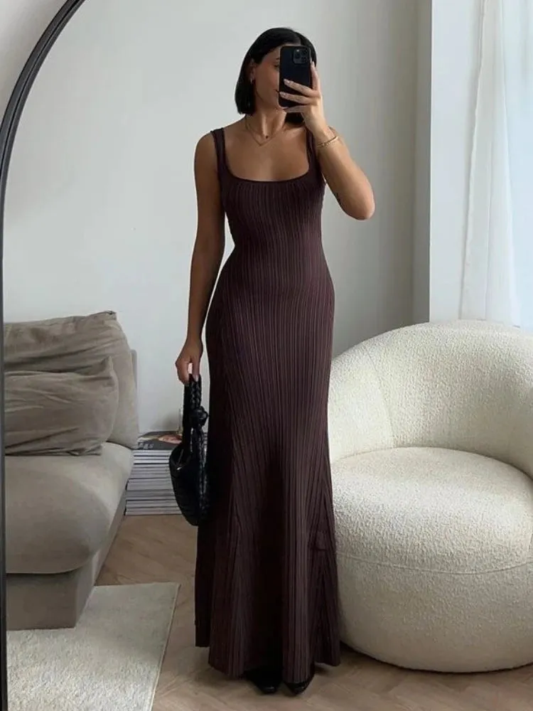 Summer Knit Bodycon Elegant Sexy Sleeveless Maxi Dress
