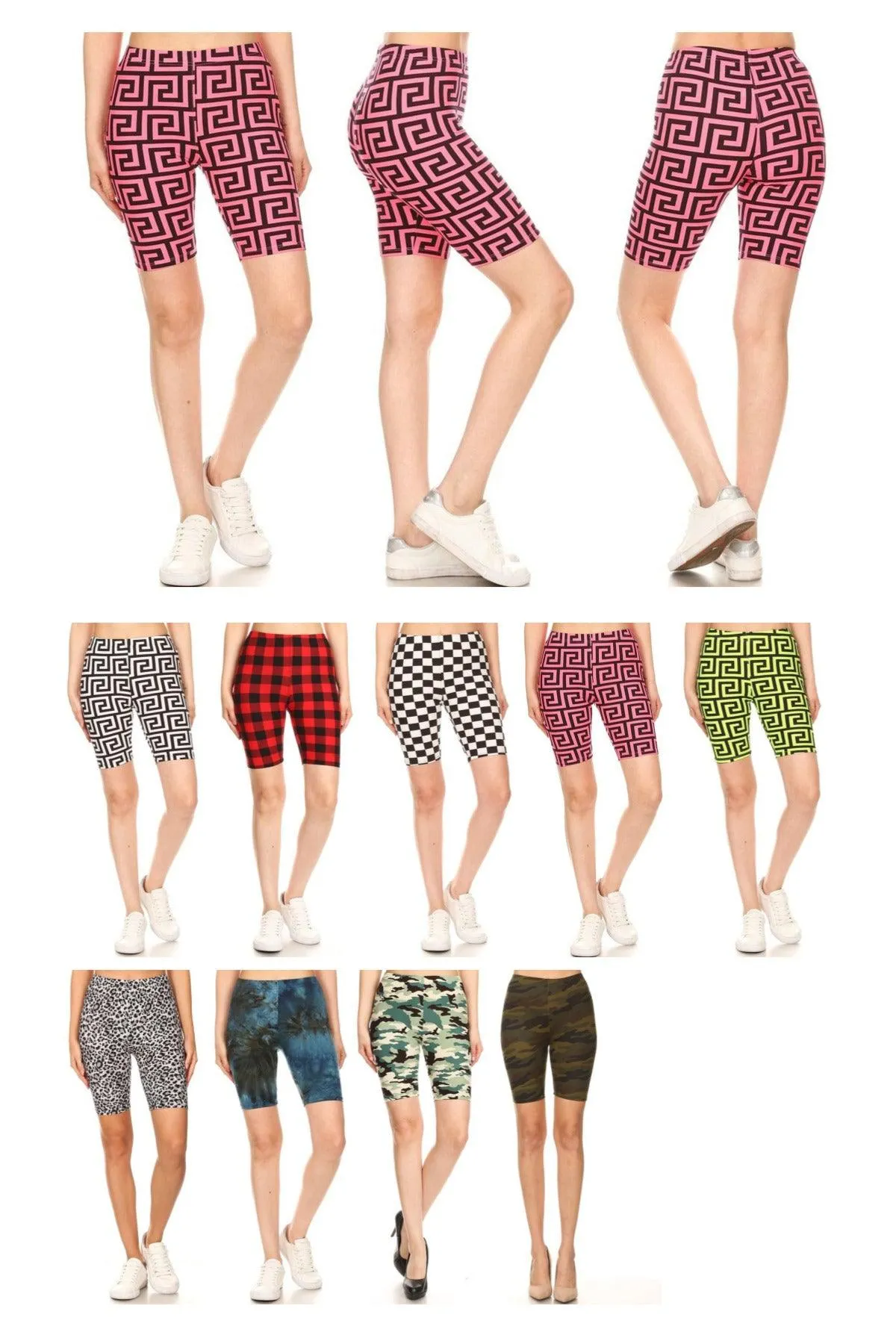 Women's Print Biker Shorts with Elastic Waistband